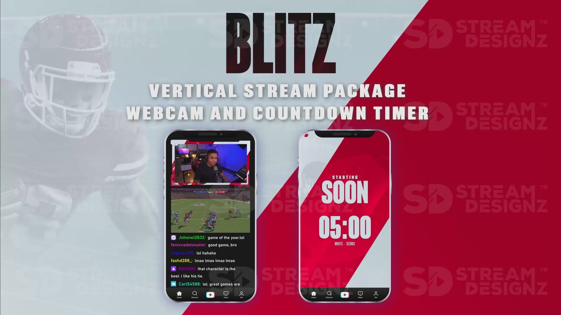 vertical stream overlay package webcam and countdown timer blitz stream designz