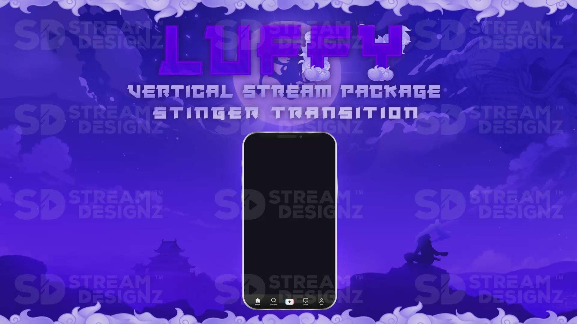 vertical stream overlay package stinger transition luffy stream designz