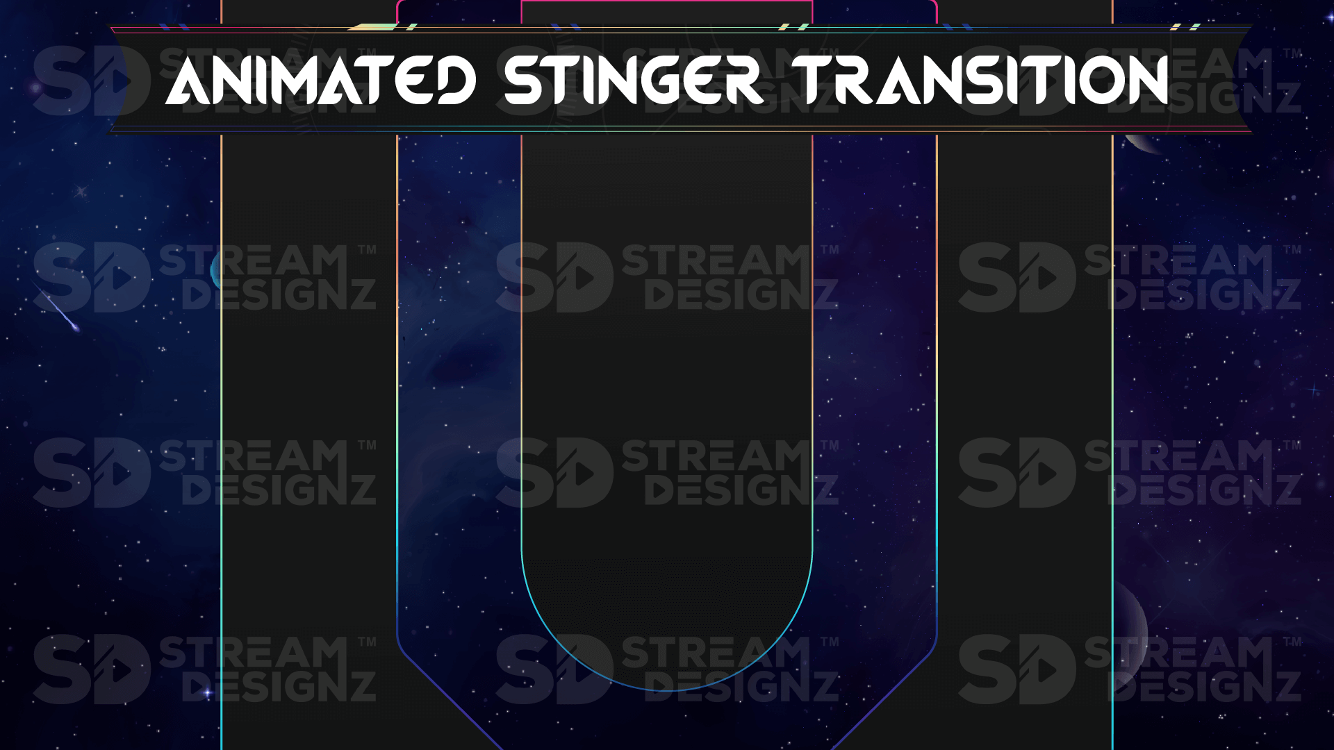 the ultimate stream package animated stinger transition preview video galaxy stream designz