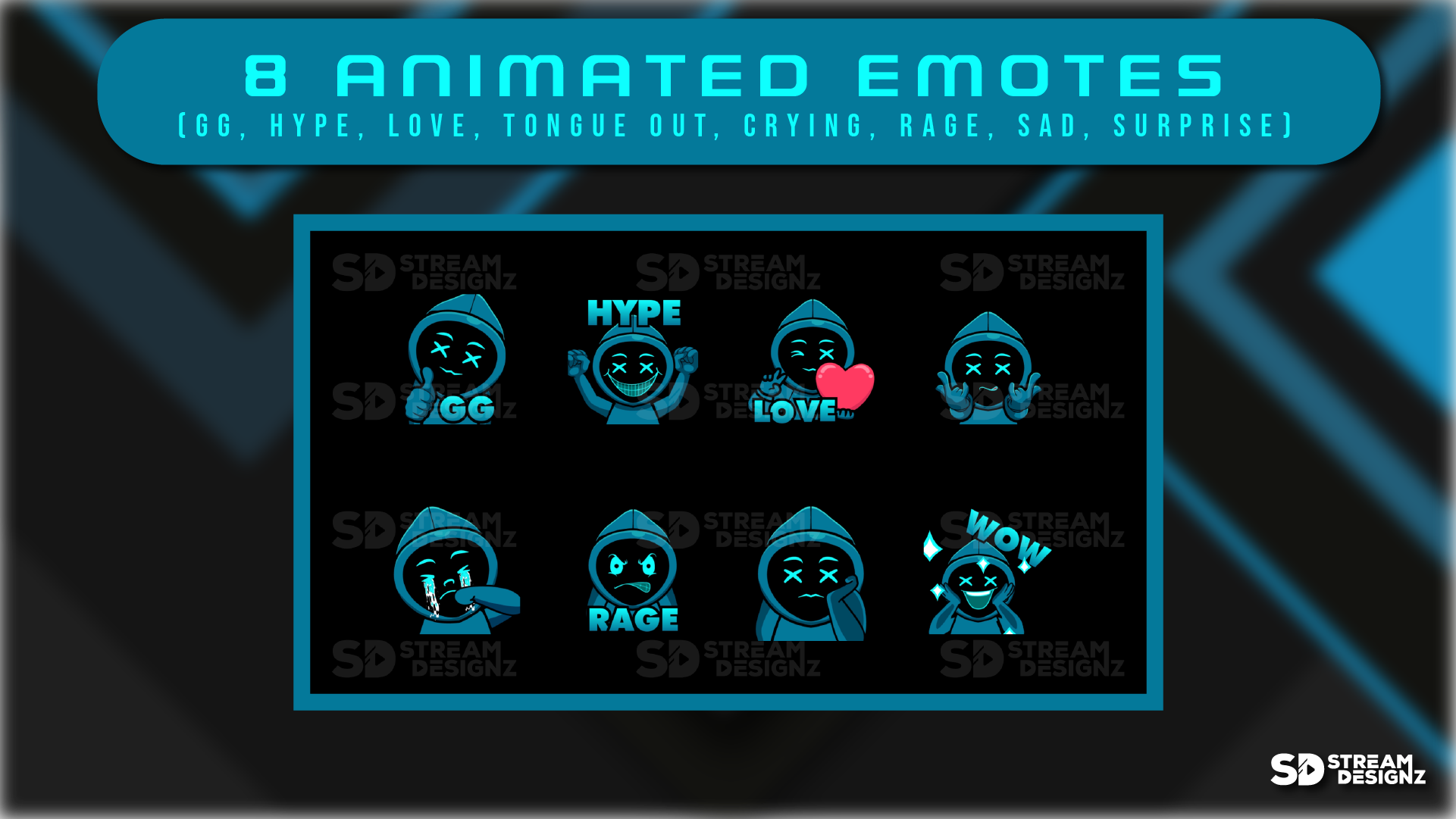 8 pack emotes electric preview video stream designz