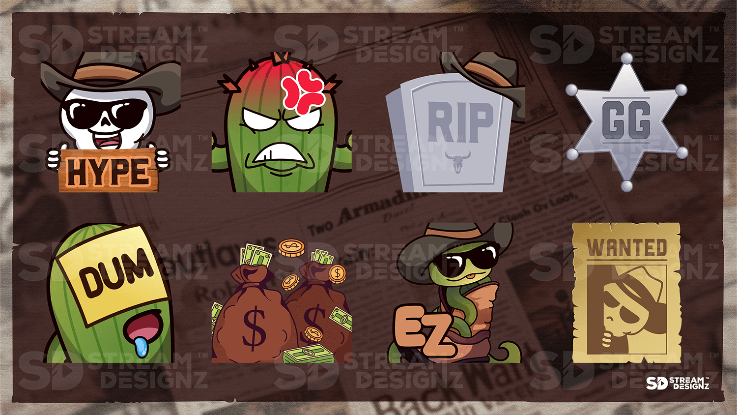 8 pack emotes preview video outlaw stream designz