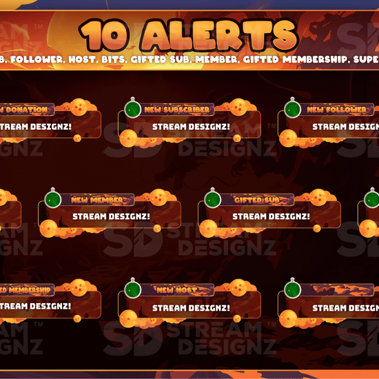 Ultimate stream package 10 alerts saiyan stream designz