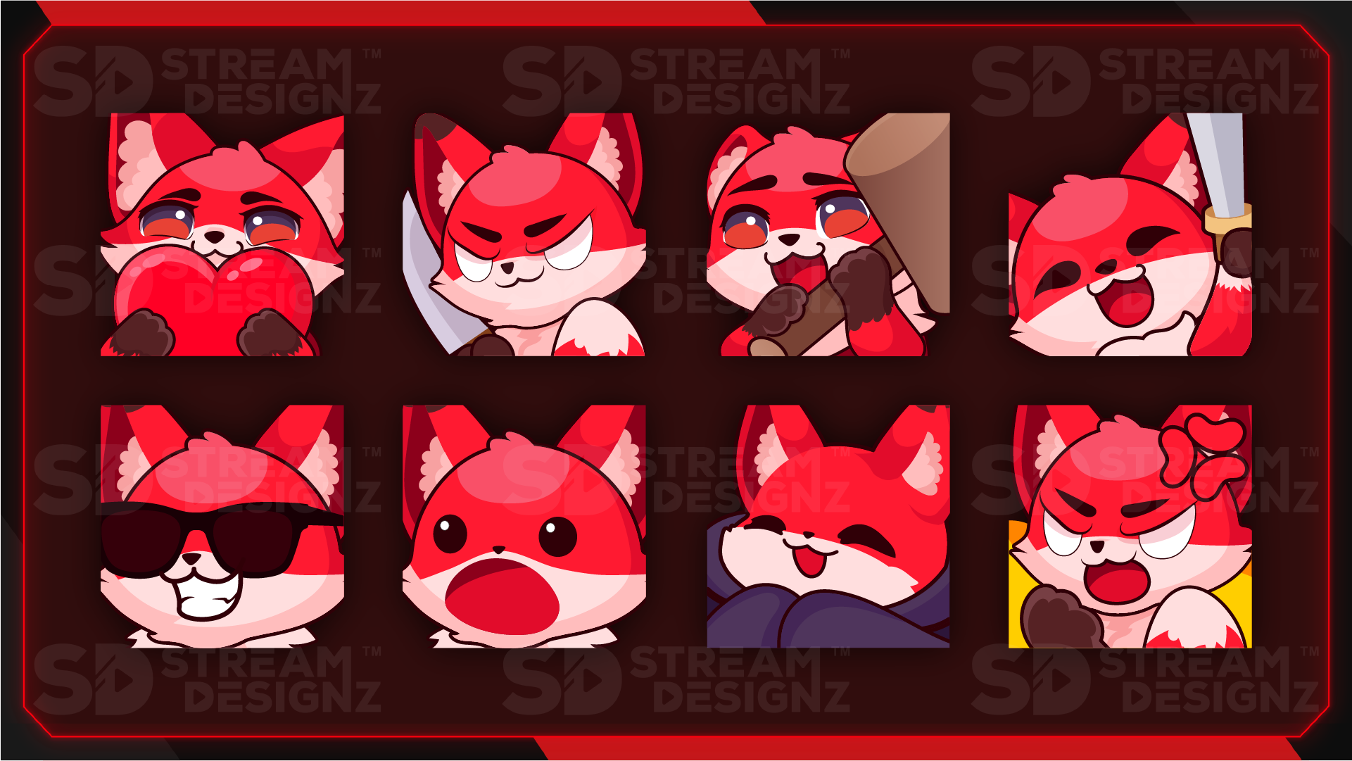 8 pack emotes preview image code red stream designz