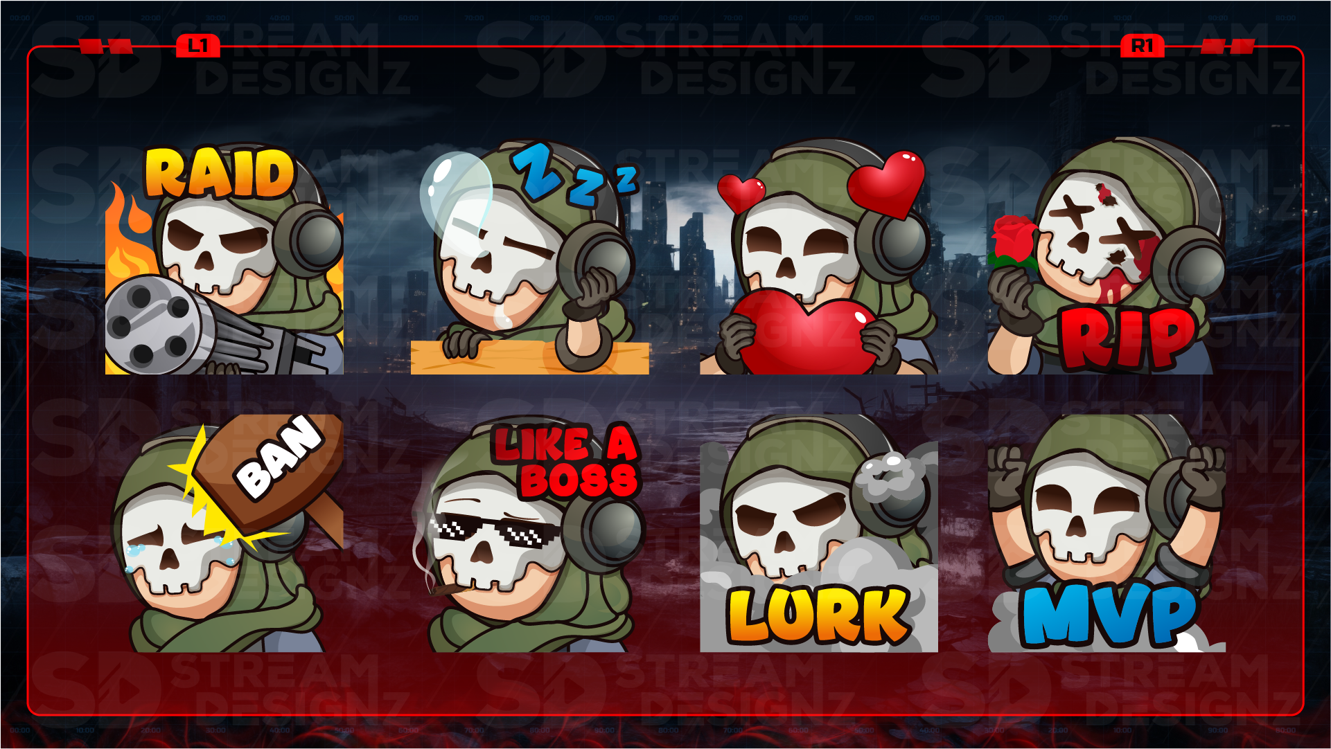 8 pack emotes preview video loadout stream designz