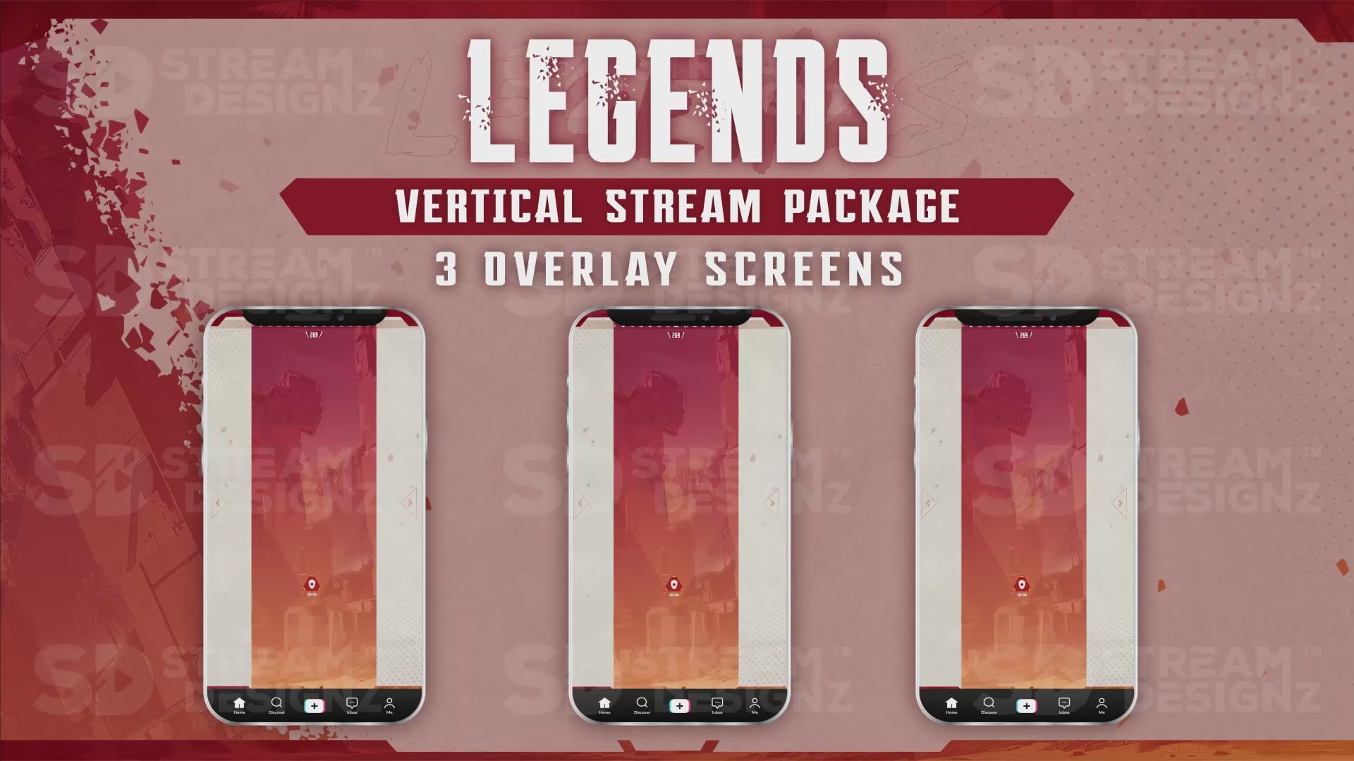 vertical stream overlay package 3 overlay screens legends stream designz