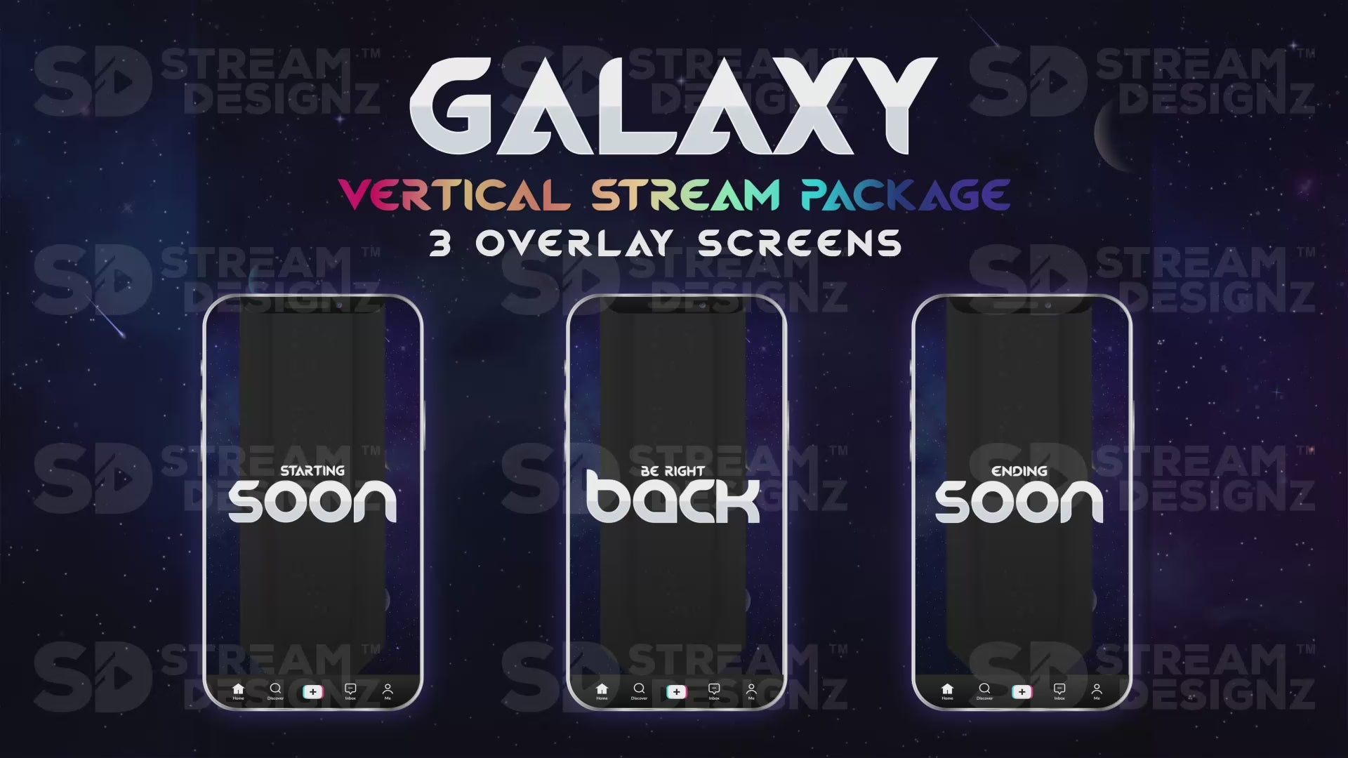 vertical stream overlay package 3 overlay screens galaxy stream designz