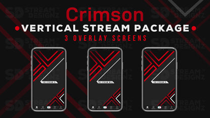 vertical stream overlay package 3 overlay screens crimson stream designz