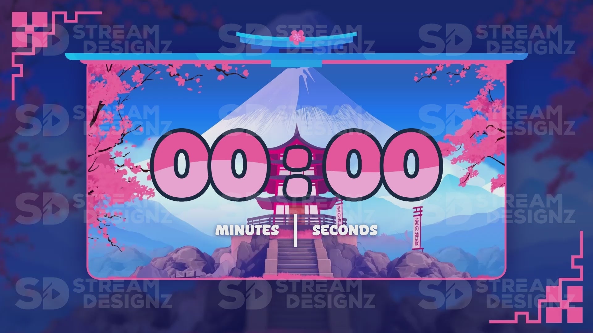 5 minute count up timer sakura chill preview video stream designz