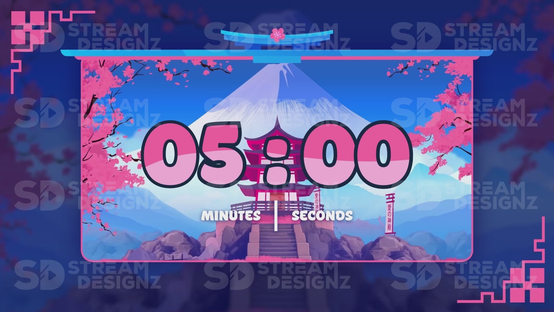 5 minute countdown timer sakura chill thumbnail stream designz