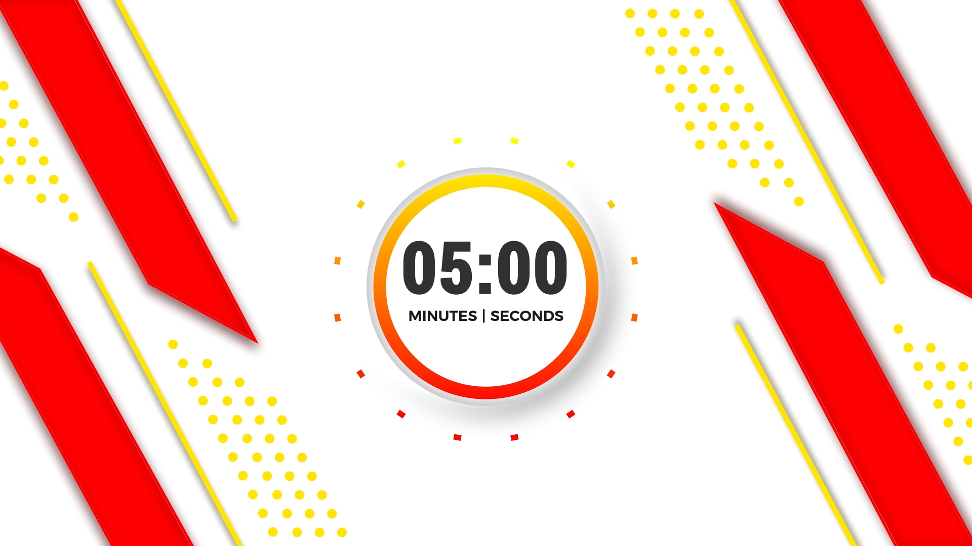 5 Minute Countdown Timer Sleek Yellow and Red