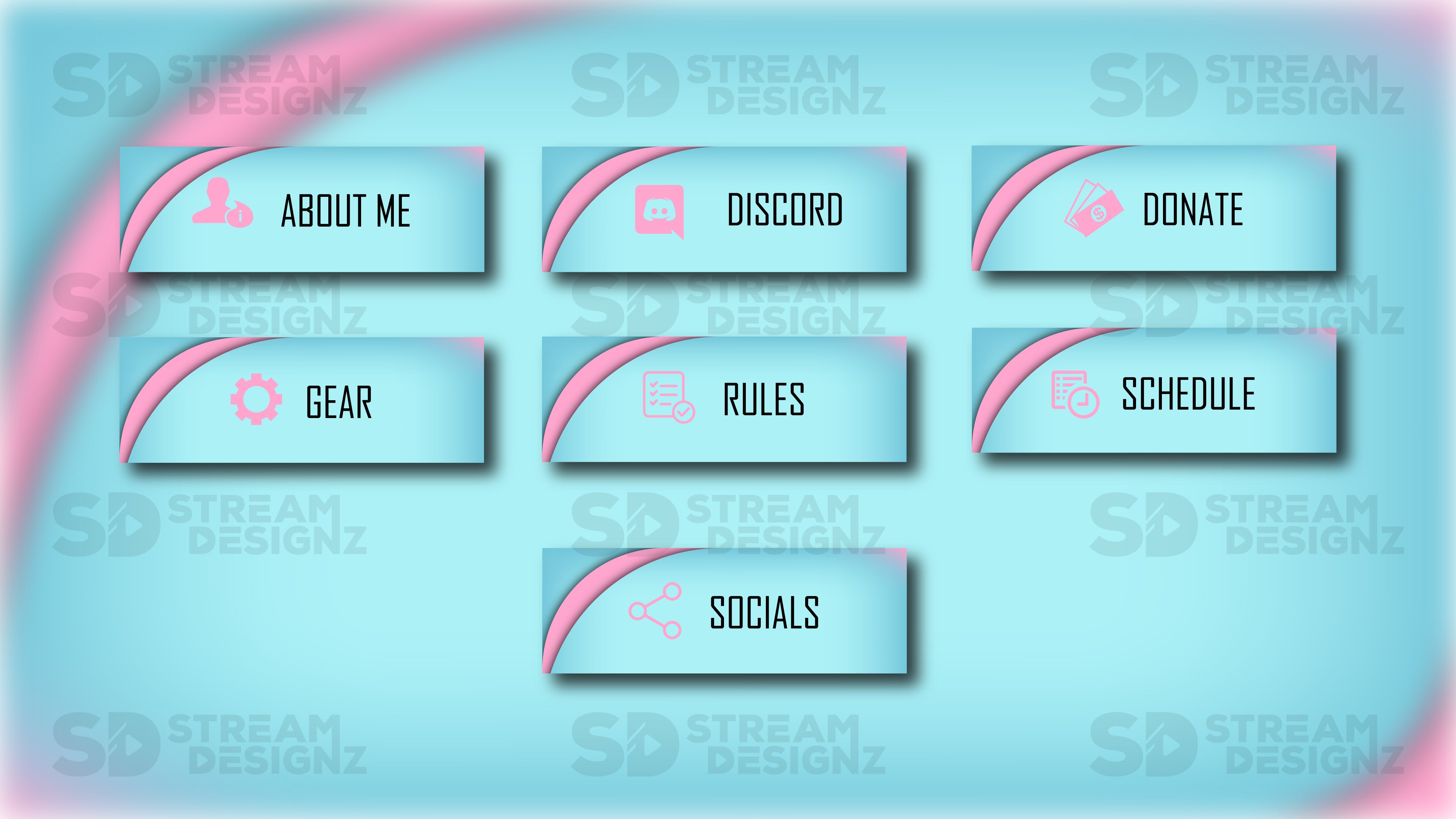 Twitch panels arctic baby blue and pink panels preview stream designz