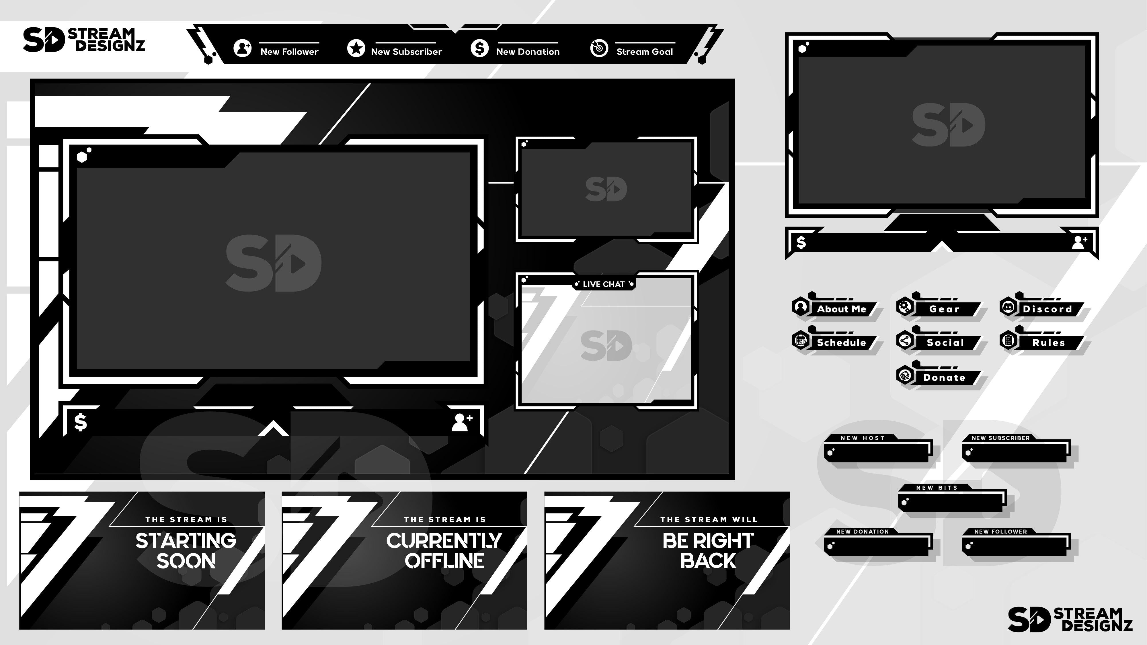 Stream Overlay Package - "Onyx" - Stream Designz