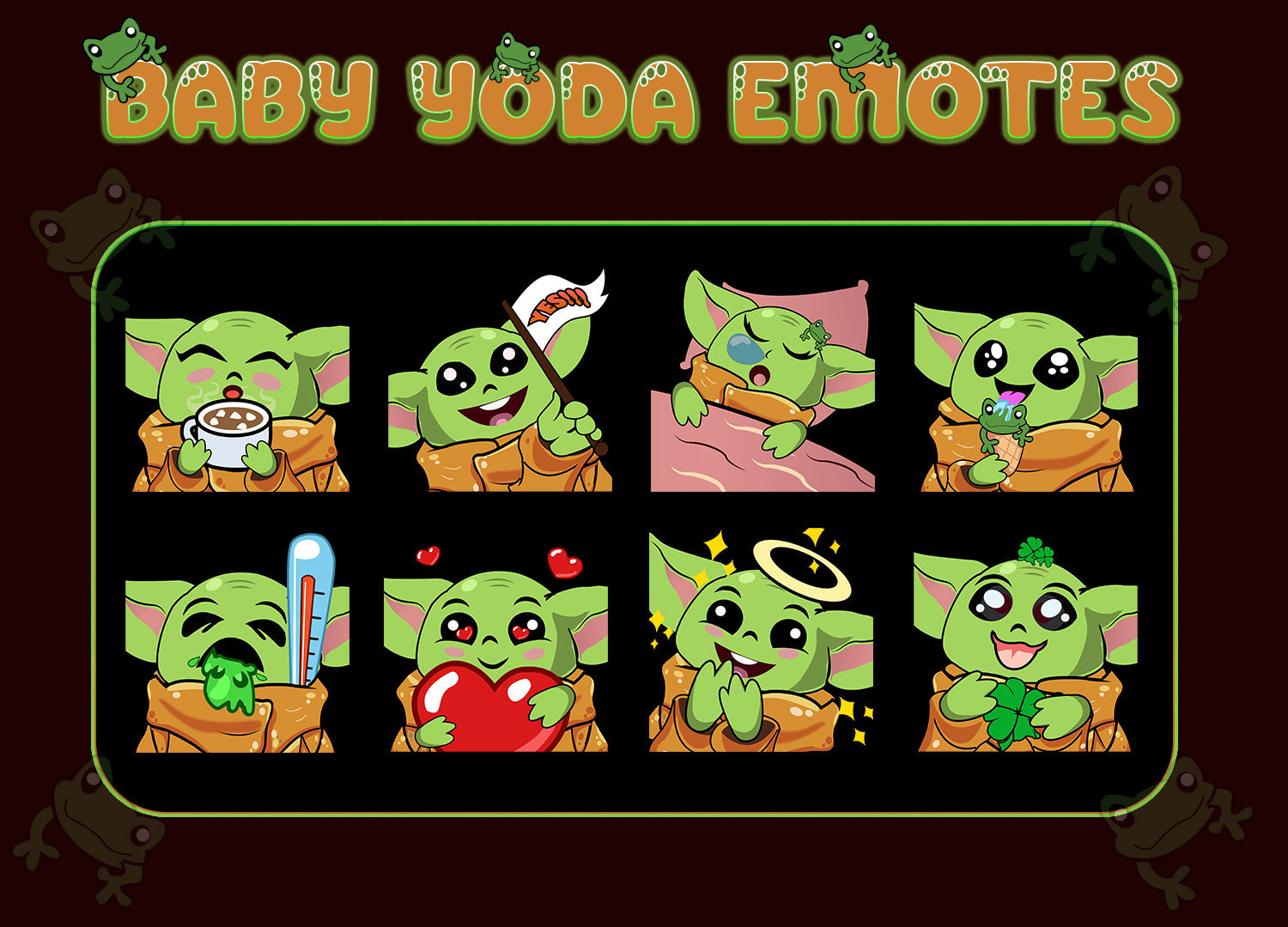 8 Pack Emotes Preview Thumbnail Baby Yoda Stream Designz