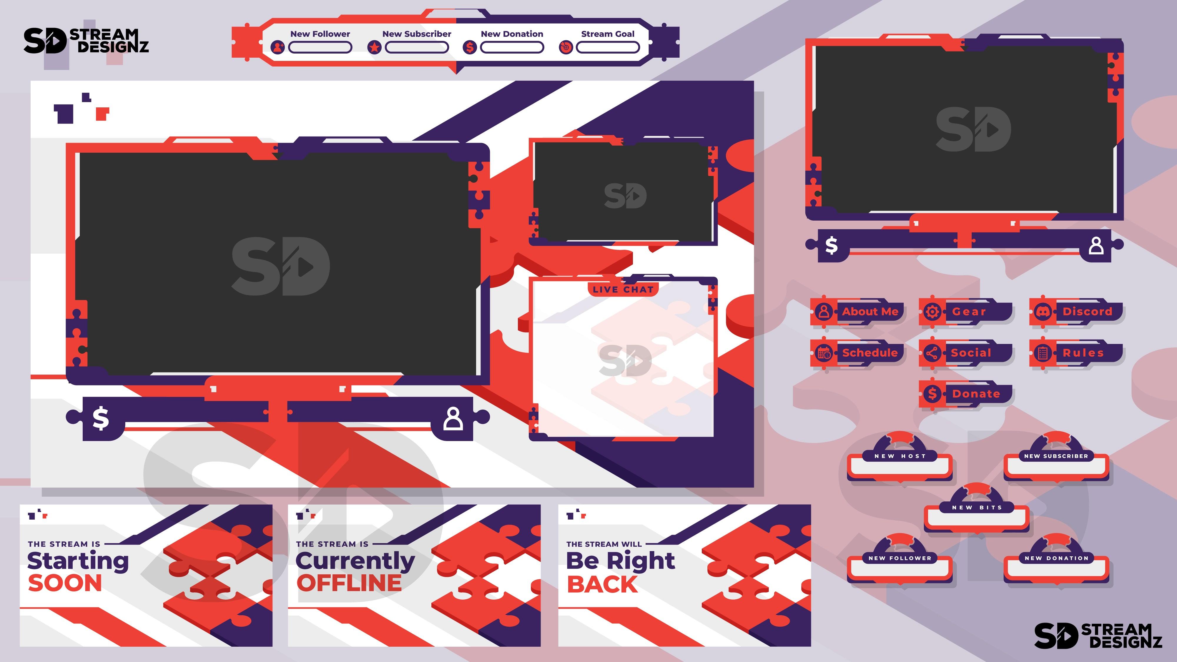 Stream Overlay Package - "Puzzled" - Stream Designz