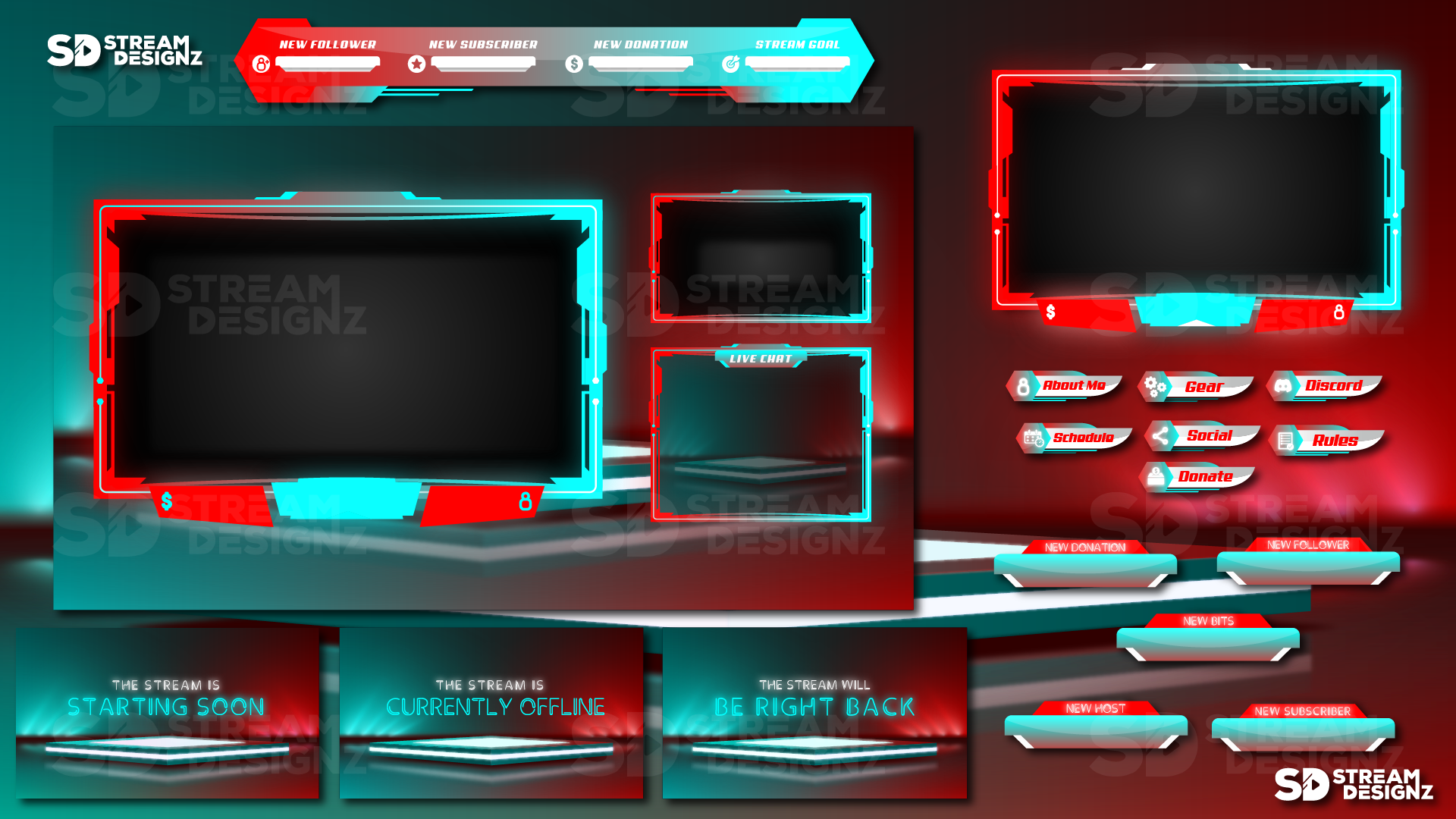 Static stream overlay package radiate feature image stream designz