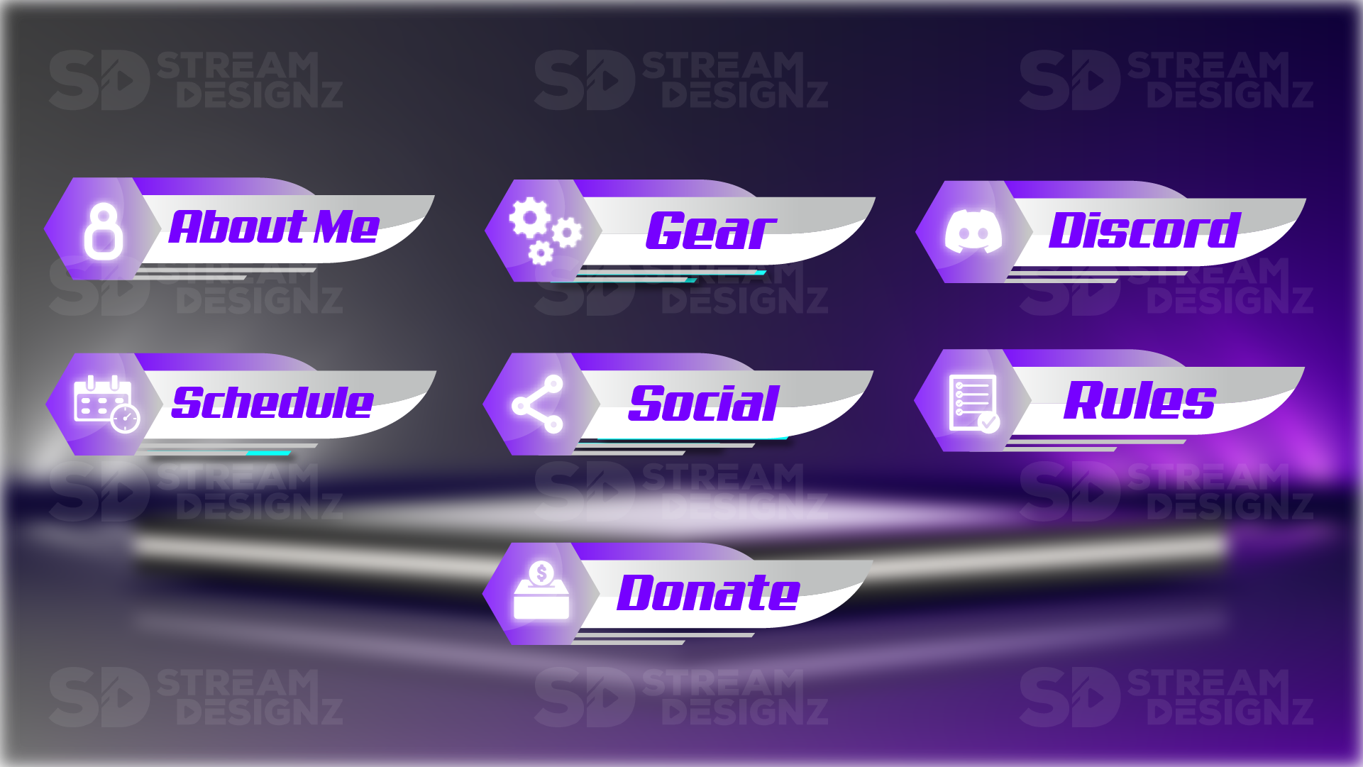 Twitch panels ultraviolet panels preview stream designz