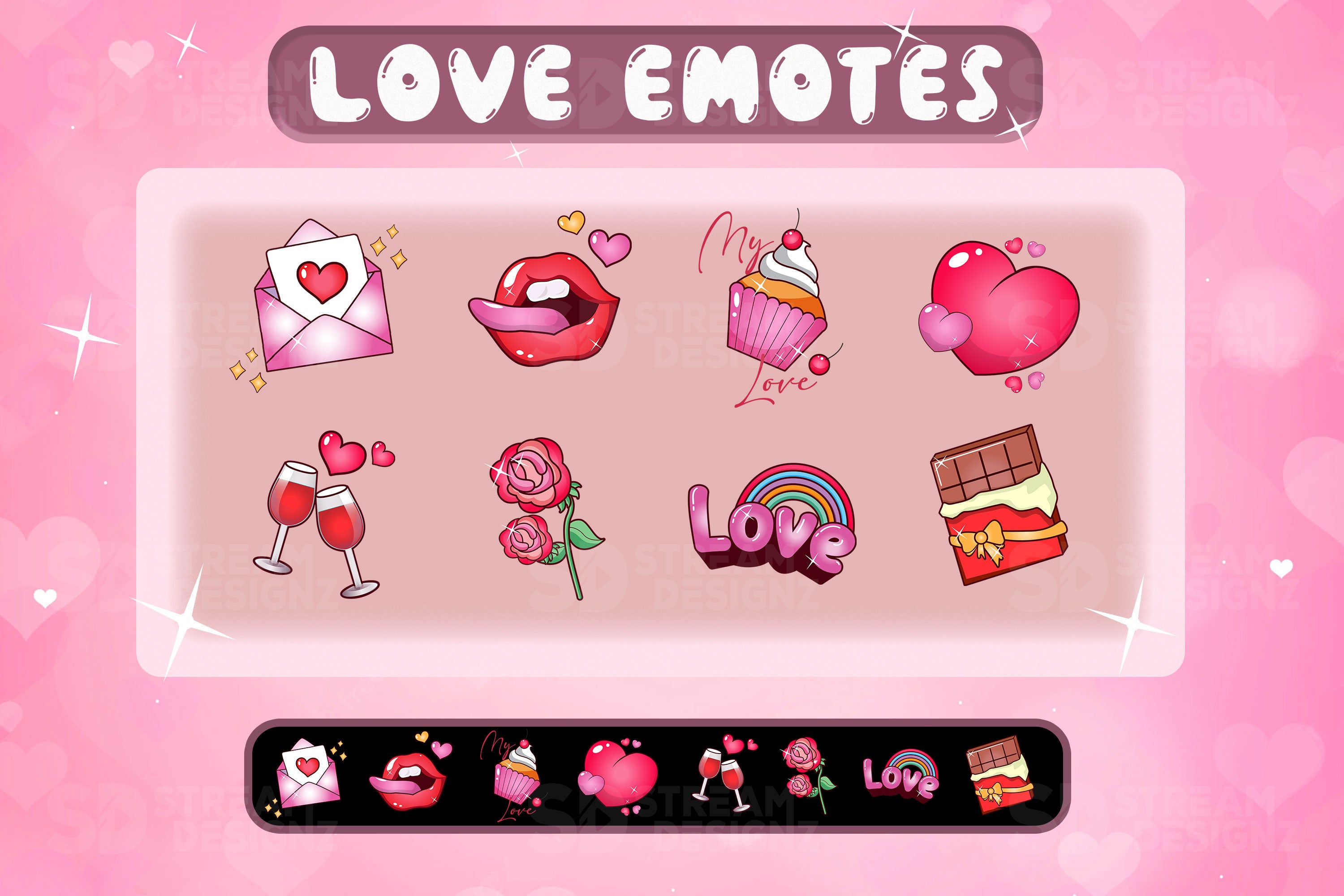 Twitch emotes day of love static preview image stream designz